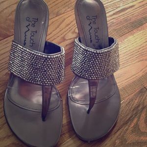 Silver slight gold tone thong Sandals